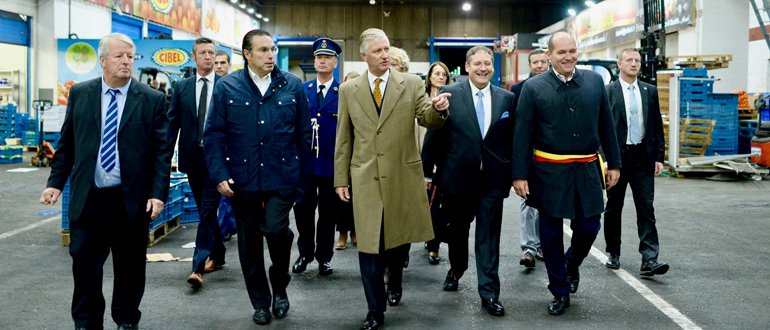 Bezoek van de Koning Philippe aan de Vroegmarkt